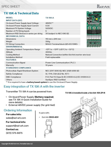 Sol-Ark TX 15K-A TX/RX Transmitter for Limitless-15k