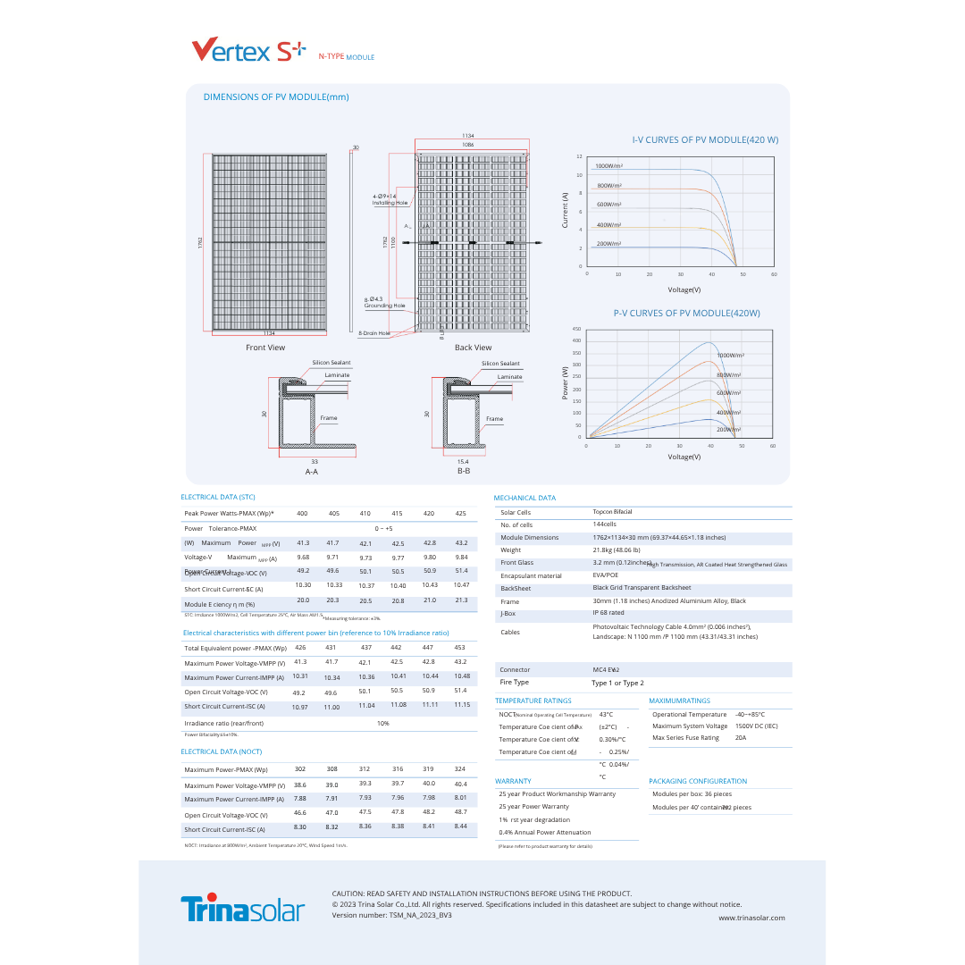 TSM-400NE09RC.05 trina solar bifacial modules