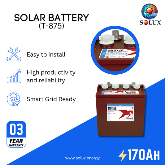 This is an image of Trojan Motive T-875 170Ah Signature Deep-Cycle Flooded Battery
