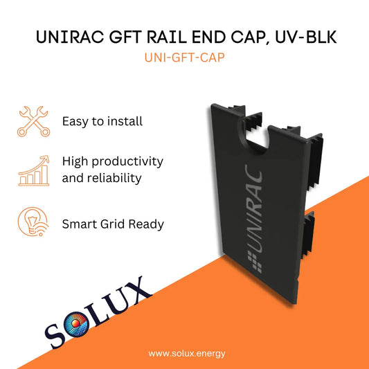 This is an image of Rails End Cap, Unirac GFT, UV-BLK