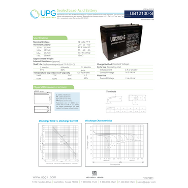 UB12100-S sla agm battery