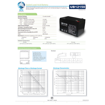 UB12150 sla battery