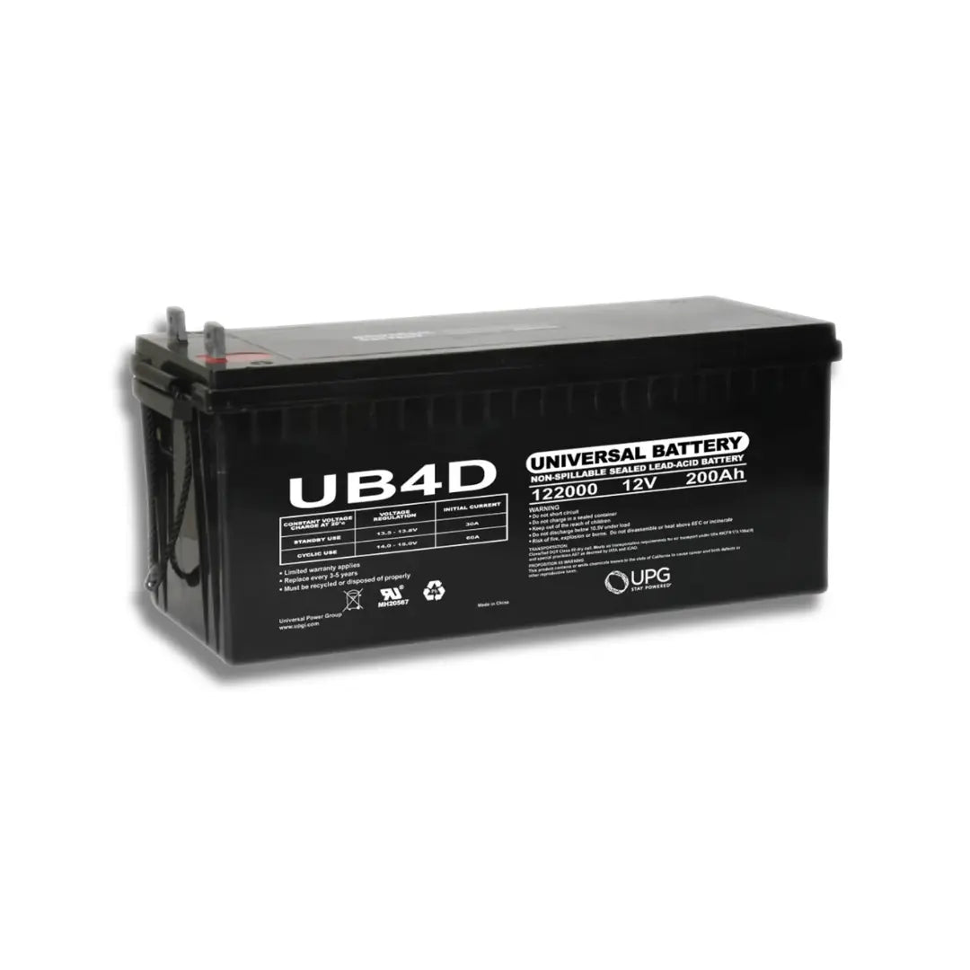 A black UPS universal battery with white text labels, including 'UB4D' and 'UNIVERSAL BATTERY', shown on a plain white background.