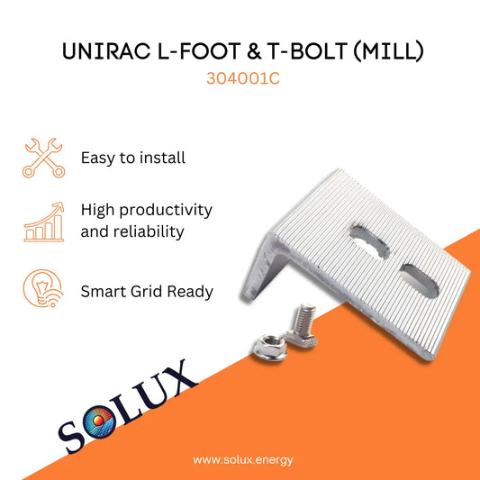 This is an image of Unirac L Foot & T-Bolt Mill Finish