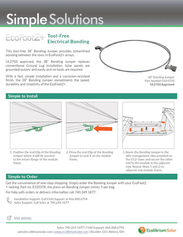 Technical engineering drawing of Unirac EcoFoot Universal Clamp Kit (ES10466) parts assembly.