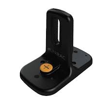 Product Image of 004275M: black solar roof mount bracket with hardware on a white background.