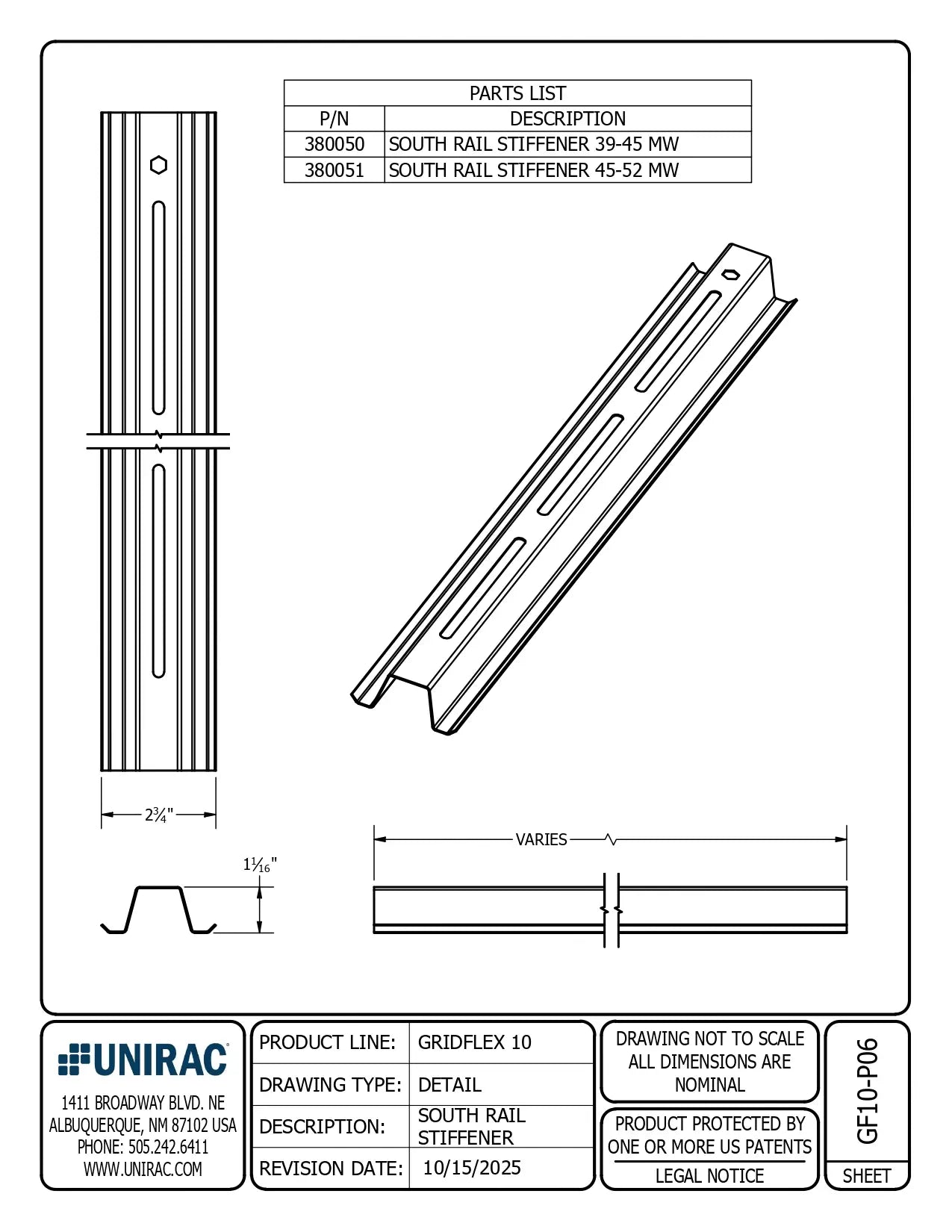 380050-US, 380051-US, 380050 stiffener