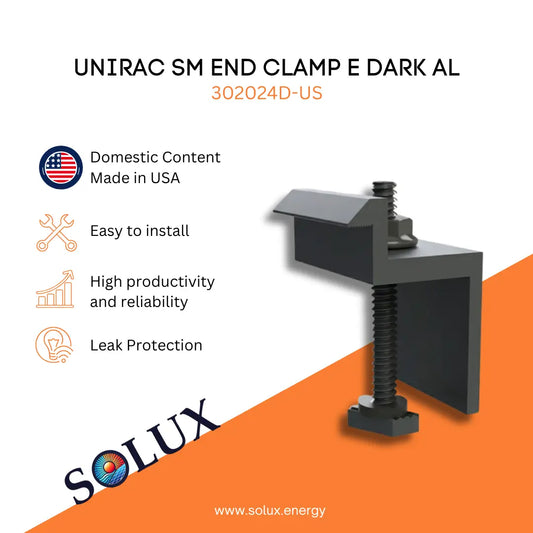 This is an image of Unirac End Clamp E, SolarMount 302024D-US Domestic Solution