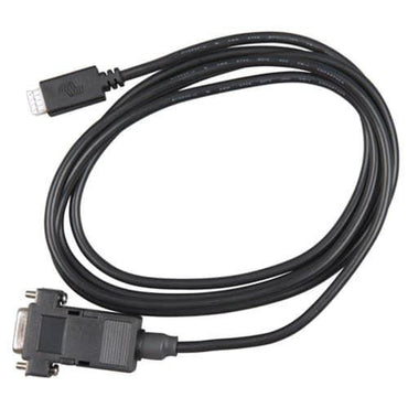Black cable with USB and RS232 connectors on a white background