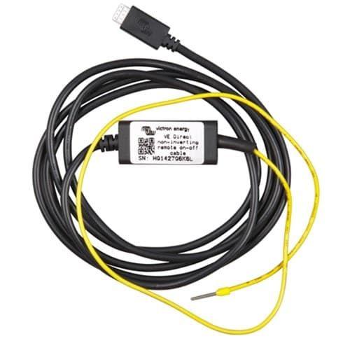 Coiled black and yellow cable with a label on a white background