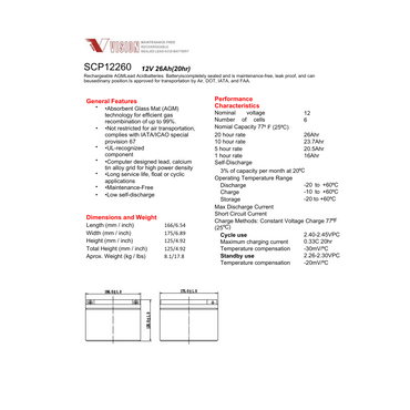 SCP12260 small solar batteries