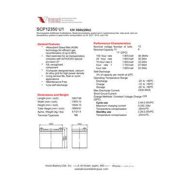 SCP12350 sla battery 12v