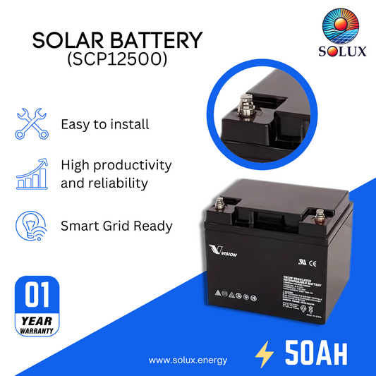 This is an image of Vision 12V 50Ah Battery Sealead Lead Acid AGM