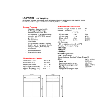 SCP1250 small solar battery