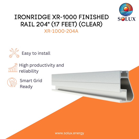 Solux Ironridge XR-1000 finished rail 204" on a white background with orange accents.