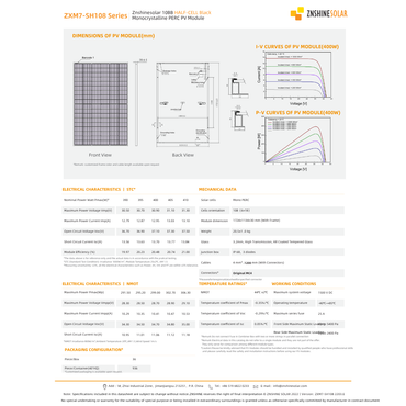 ZXM7-SH108-410 self cleaning solar panels