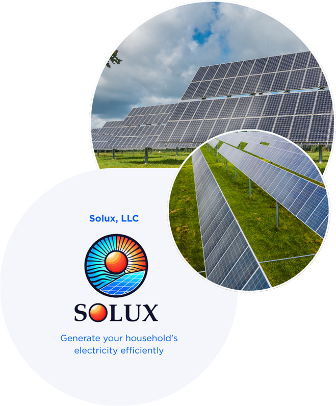 This is an image of Solux Logo. Solux, LCC generate your household's electricity efficieny.
