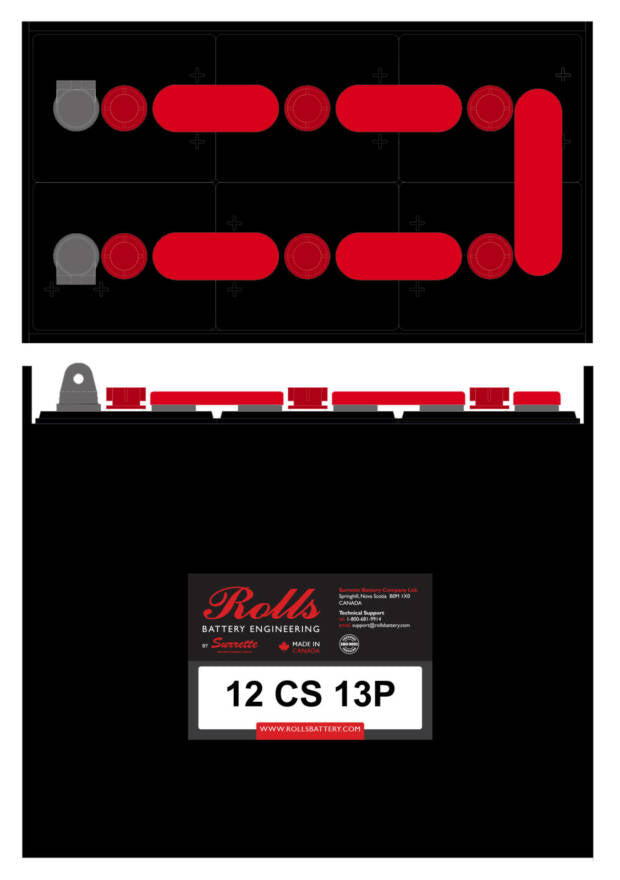 Rolls Surrette 12-CS13P 12VDC 445Ah Deep Cycle Battery