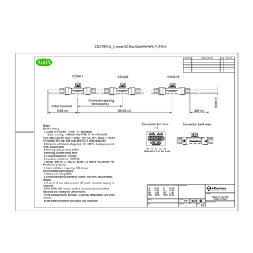 5-Wire-Bus-Cable-9.5m-10AWG 9.5m 3-phase trunk cable