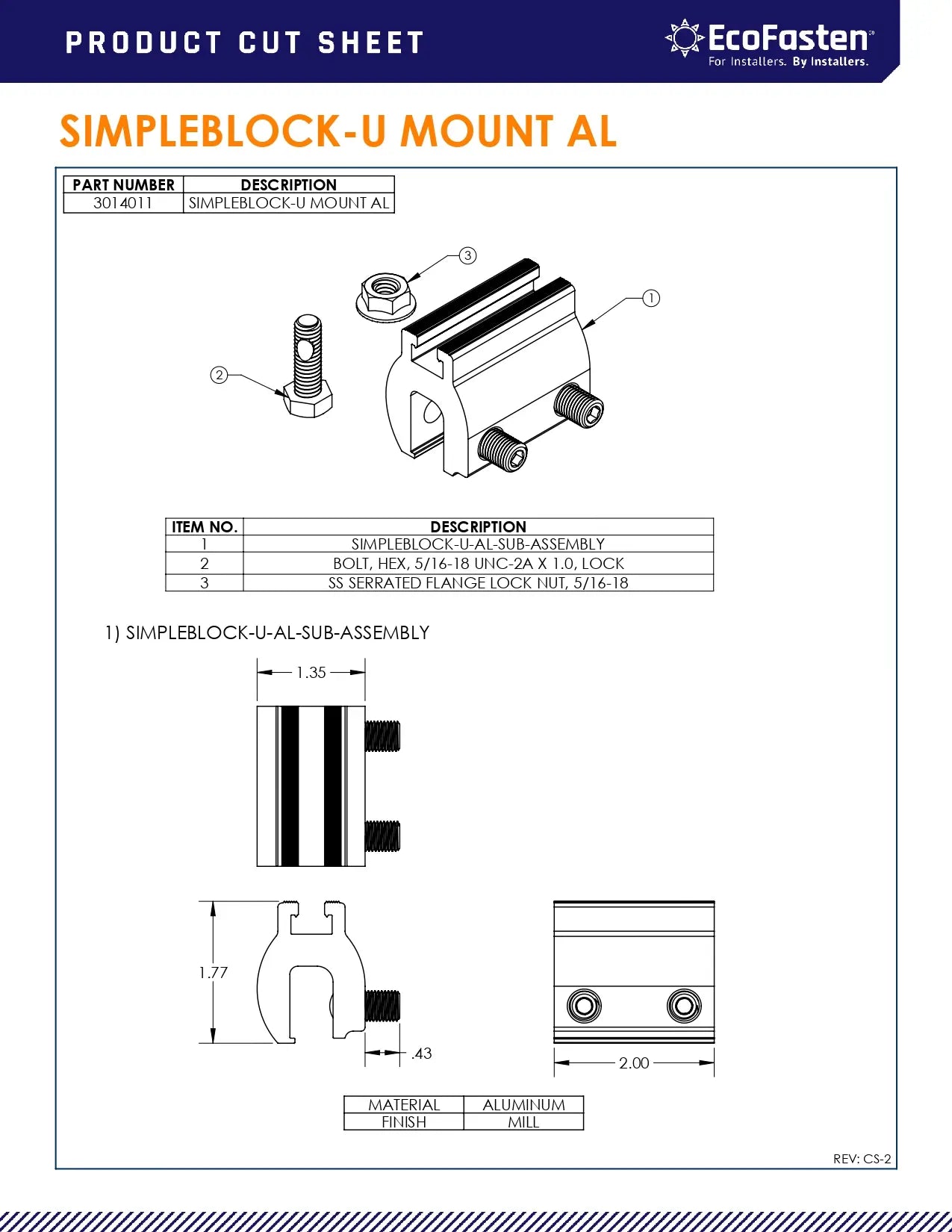 EcoFasten 3014011 SimpleBlock-U Penetration-Free Standing Seam Metal Roof Attachment