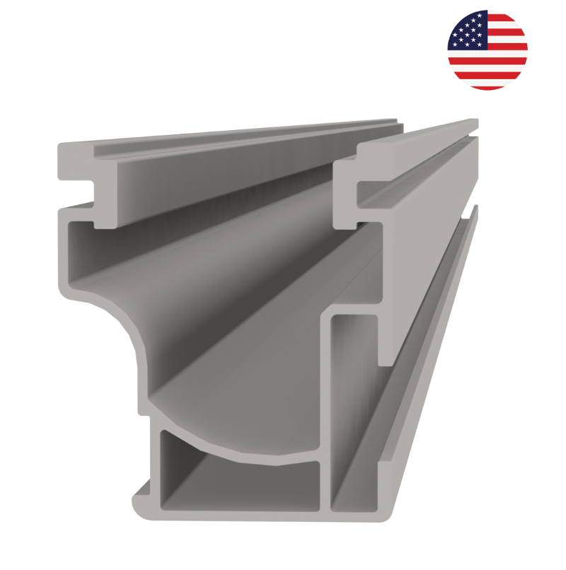 an image of k2 systems cross clamp set, single product in mill finish on a white background with USA flag