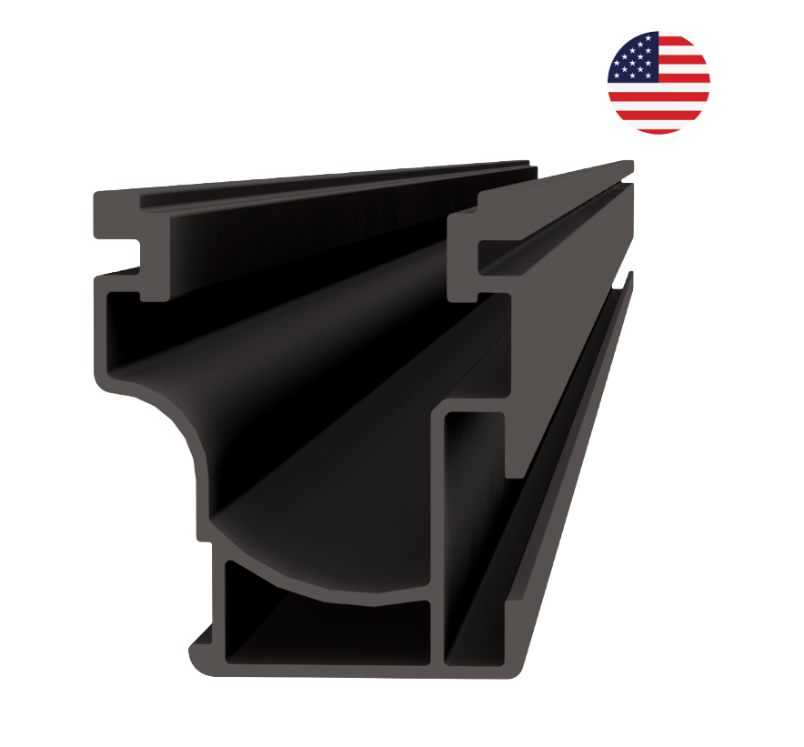 an image of k2 systems cross clamp set, single product in dark finish on a transparent background with USA flag