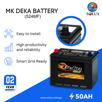 This is an image of MK Deka 550 CCA Battery 50Ah 12V FLA 524MF