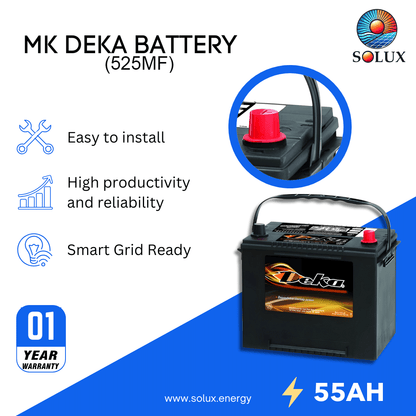 This is an image of MK Deka 12V Batteries 55Ah FLA 525MF