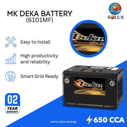 This is an image of MK Deka Gold Battery 650 CCA 12V FLA 6101MF