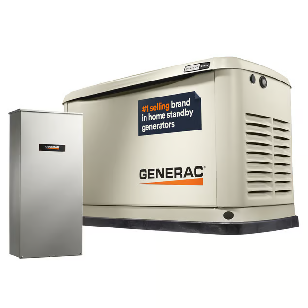 Generac 24/21kW Air-Cooled Standby Generator, Alum Enclosure, 200 SEATS w/ HEMS (not CUL)