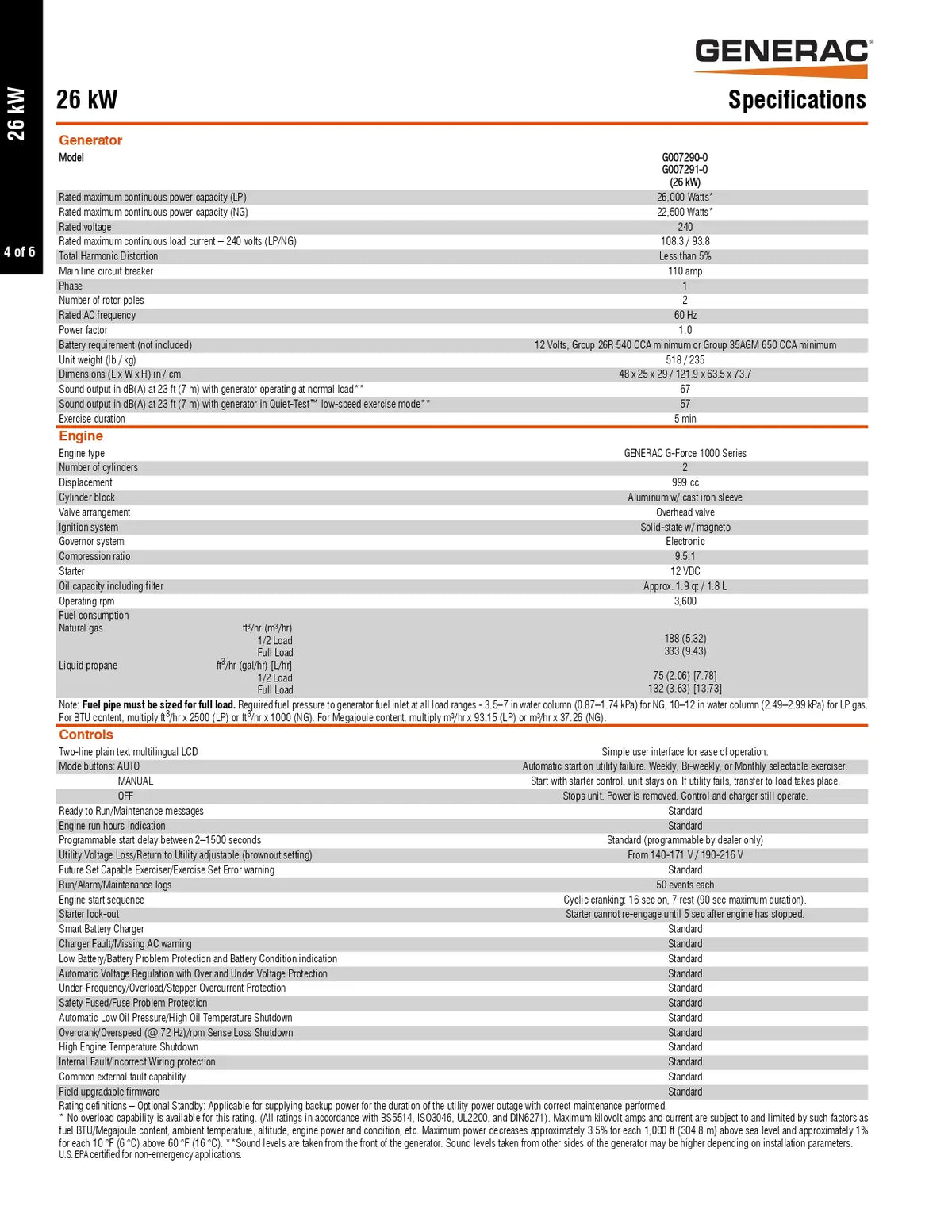 Generac 7290 26/22.5 kW Residential Generator, Aluminum Enclosure