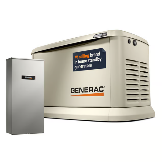 Generac 26/22.5 kW Air-Cooled Standby Generator with Aluminum Enclosure and 200A Automatic Transfer Switch — Model 7291