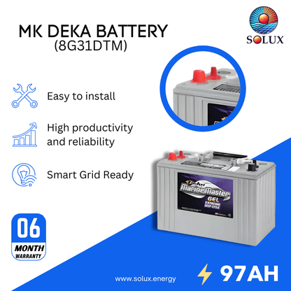 This is an image of 12 Volt SLA Battery MK Deka 8G31DTM 97Ah