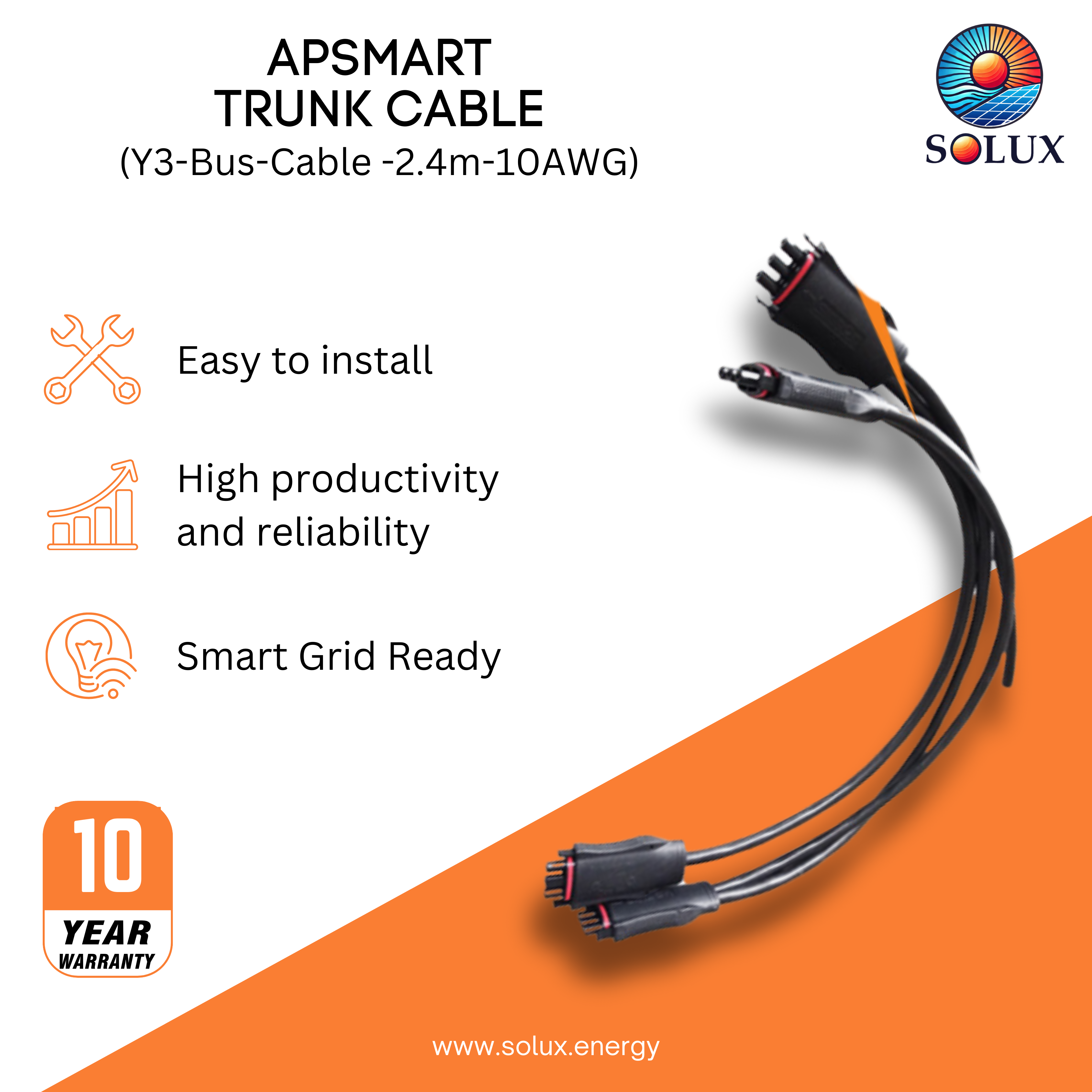 This is an image of APSmart Y3 Solar Trunk Cable for DS3 10AWG (2.4 Meters)