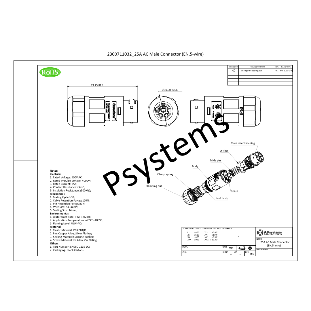 AC Connector-M-12AWG male connector
