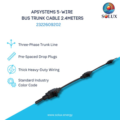 This is an image of 3 Phase 5 Conductor Cable - 10 AWG, 2.4 Meter