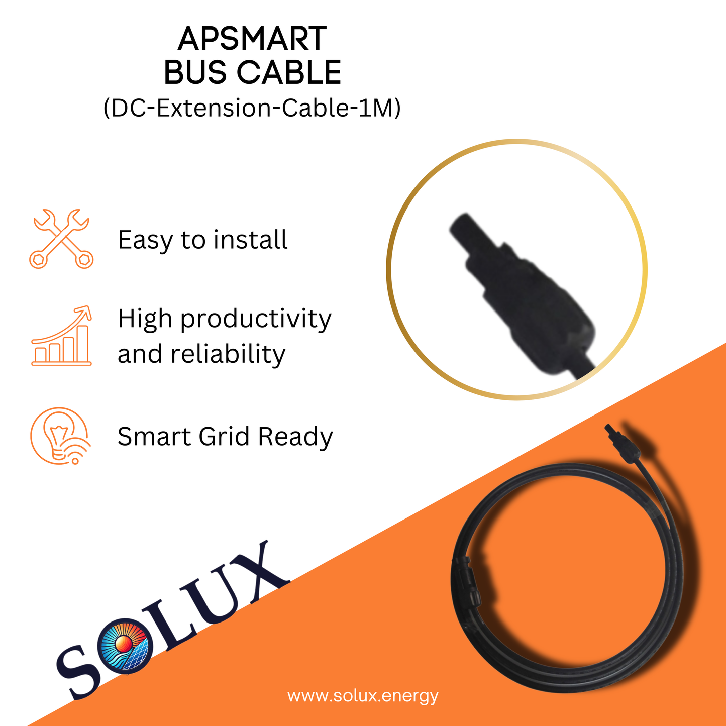 Extend the reach of your solar panel connections with this apsystems dc extension cable 1m.