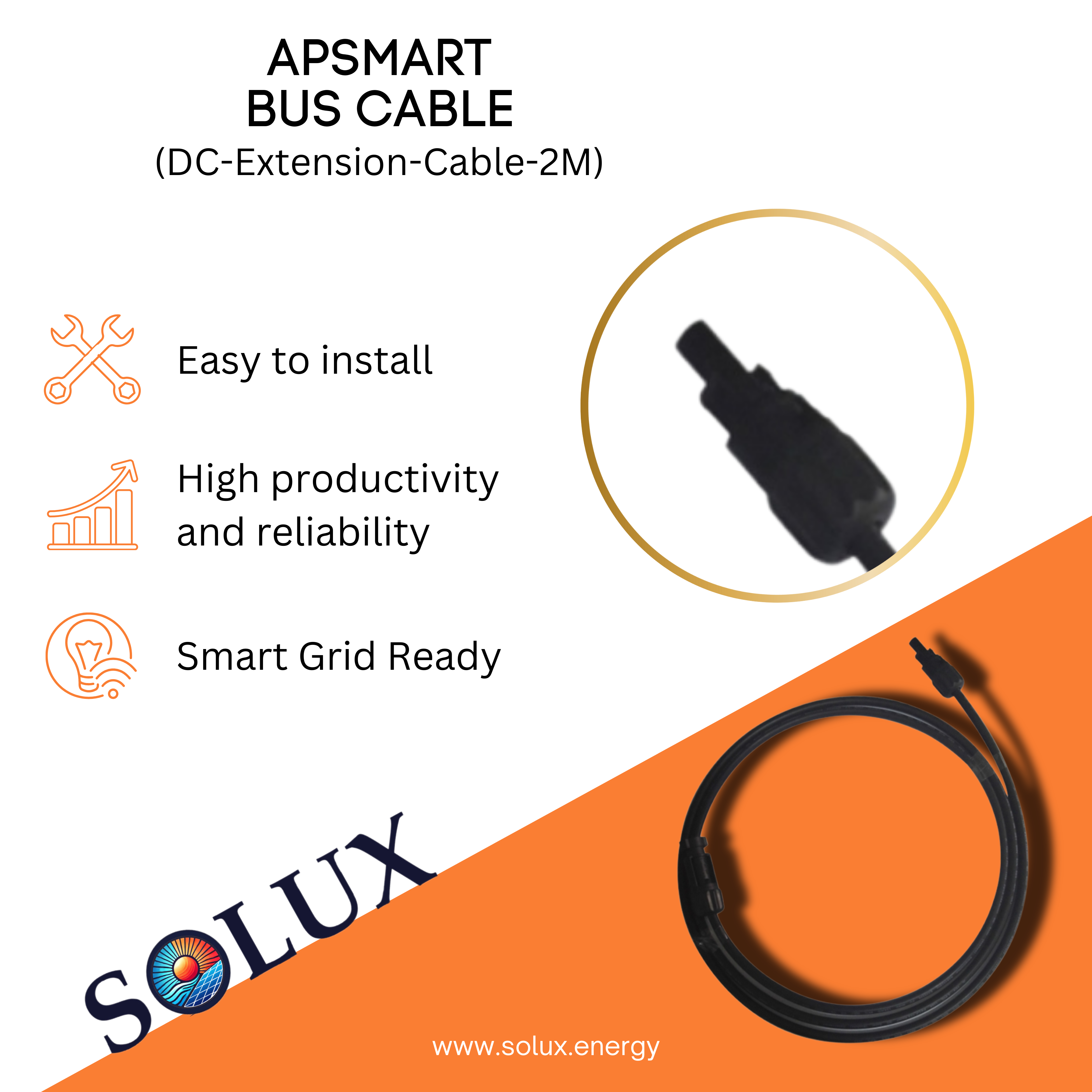 Connect your solar panels over longer distances with this apsystems dc extension cable 3m.