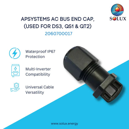 This is an image of APsystems 2060700017 AC Bus End Cap for DS3/QS1/QT2