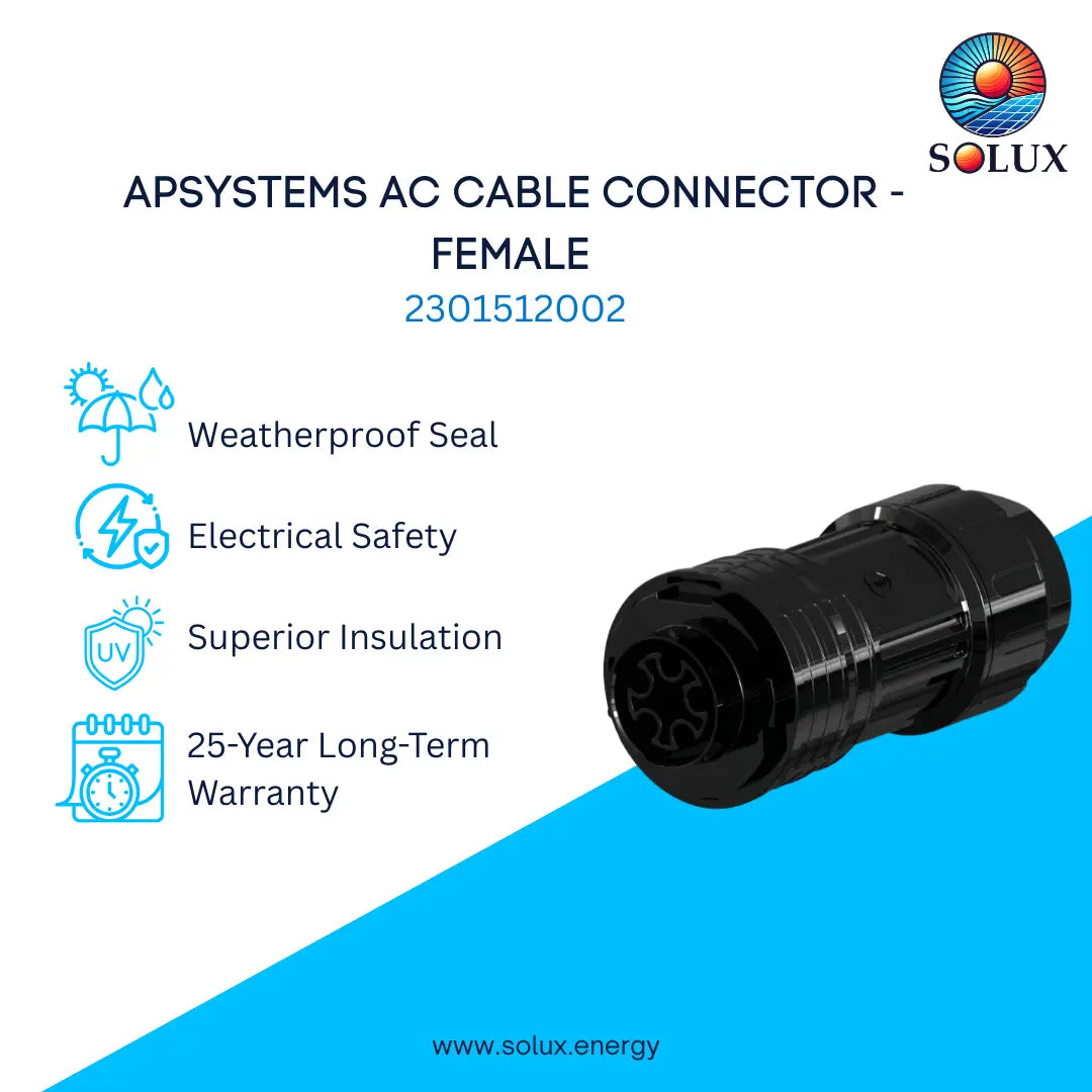 This is an image of APsystems 2301512002 AC Cable Connector - Female - 40A rated for 10AWG