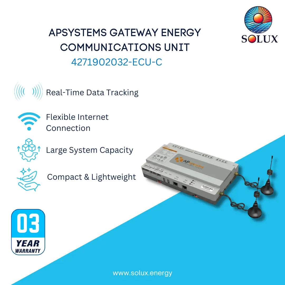 This is an image of APsystems ECU-C-Gateway-Zigbee Communications Hub Commercial-grade  ECU Zigbee WiFi w/ Consumption Monitoring For 3 Phase - non RGM