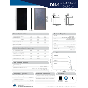 DNA-144-BF10-550W-DG solar panels 550w price