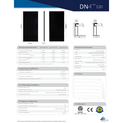 DNA-120-MF10-440 Aptos 440 watt solar panel