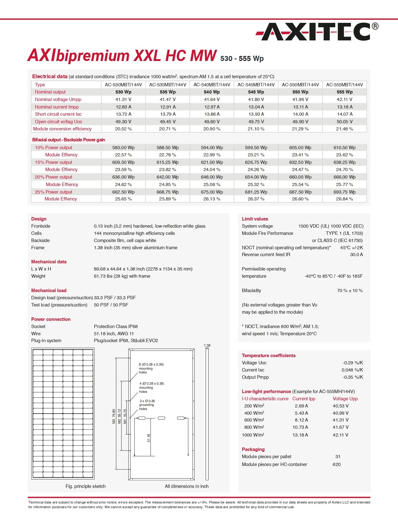 AC-550MBT/144UAE axitec 550w datasheet