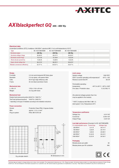 AC-460TGB/96BB 460 watt feoc compliant solar panels