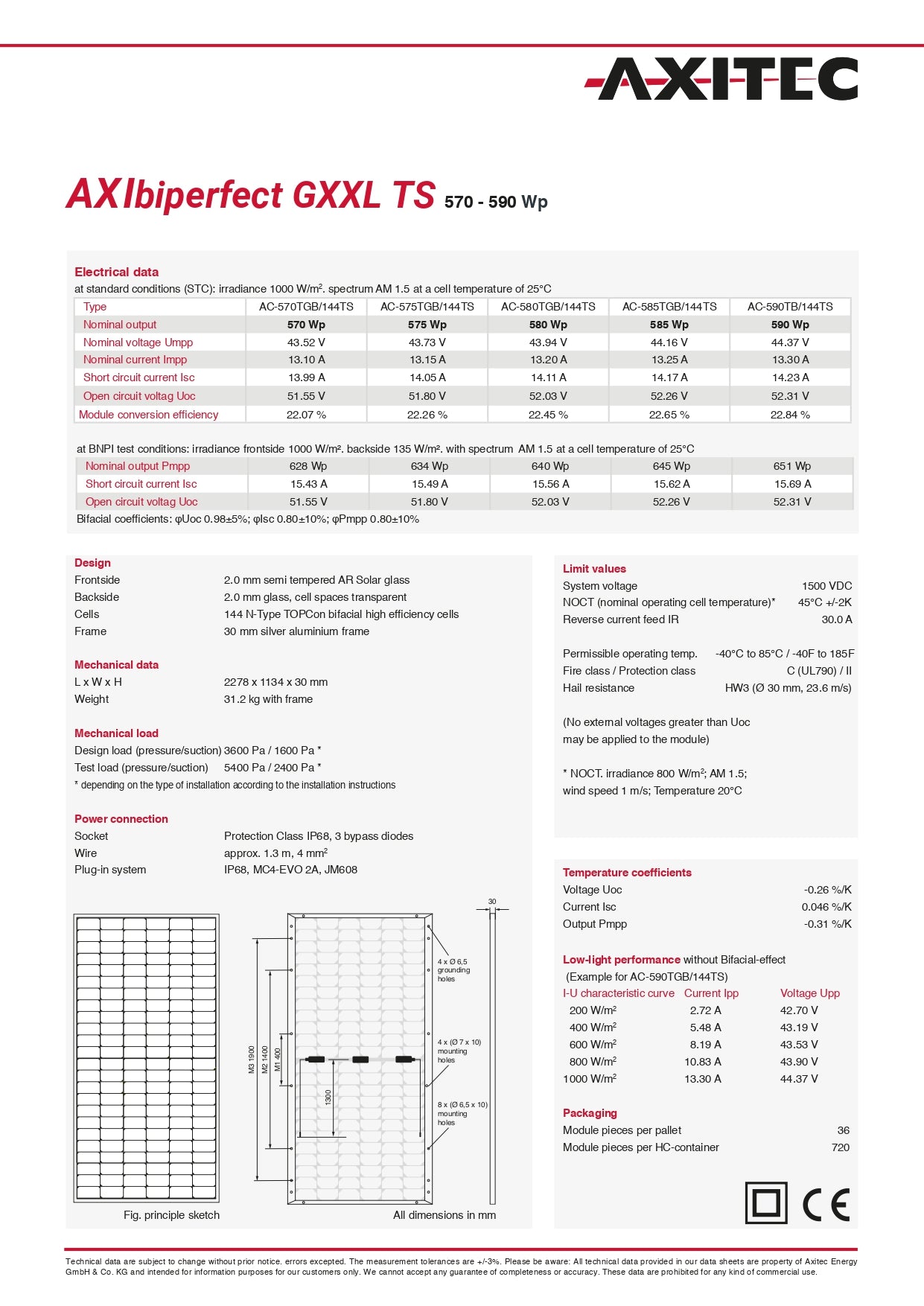 AC-590TGB/144TS 590w solar panel