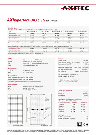 AC-590TGB/144TS 590w solar panel
