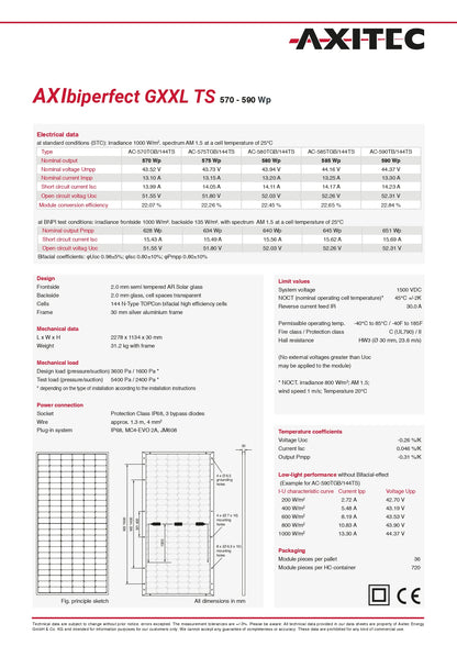 AC-590TGB/144TS 590w solar panel
