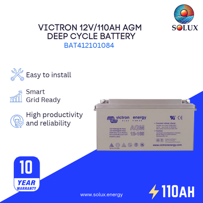 Victron Energy BAT412101084 12V 110Ah AGM Deep Cycle Battery