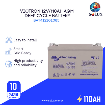 Victron Energy BAT412101085 12V 110Ah AGM Deep Cycle Battery (M8)